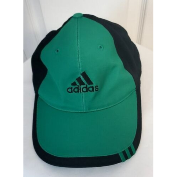 Adidas Original Unisex Black Green Golf Cap Hat Flex Clima-Cool Fit S-M EUC - Picture 1 of 6